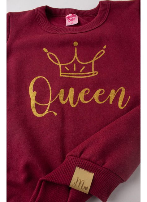 conjunto infantil feminino moletom peluciado queen menina doce 4