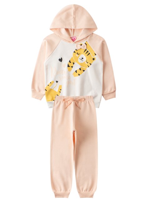 conjunto infantil feminino moletom peluciado roar menina doce 5
