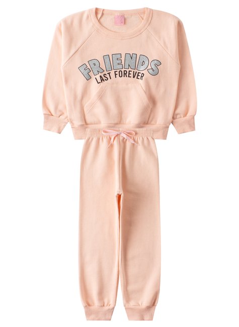 conjunto infantil feminino moletom peluciado friends menina doce 3
