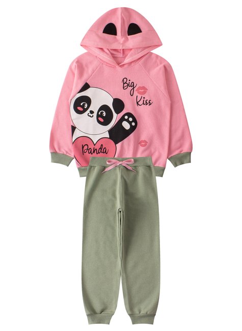 conjunto infantil feminino moletom peluciado panda menina doce 5