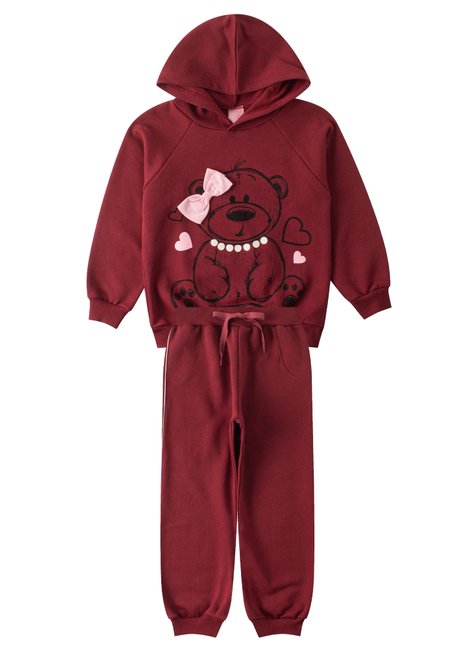 conjunto infantil feminino moletom peluciado urso menina doce 4