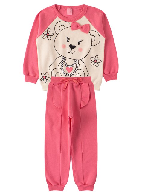 conjunto infantil feminino moletom peluciado bear menina doce