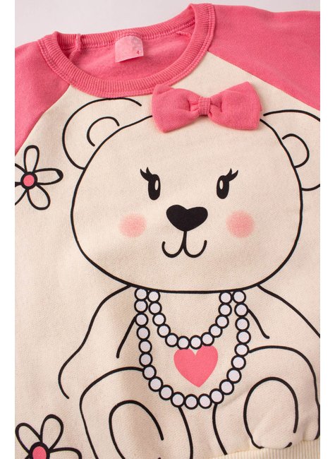 conjunto infantil feminino moletom peluciado bear menina doce 3