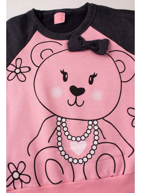 conjunto infantil feminino moletom peluciado bear menina doce 9