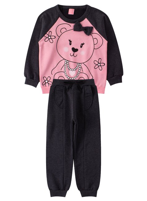 conjunto infantil feminino moletom peluciado bear menina doce 7