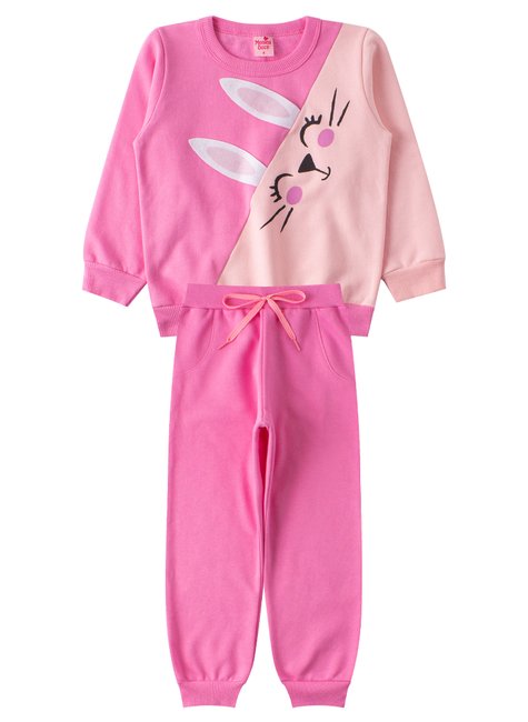 conjunto infantil feminino moletom peluciado coelha menina doce 5