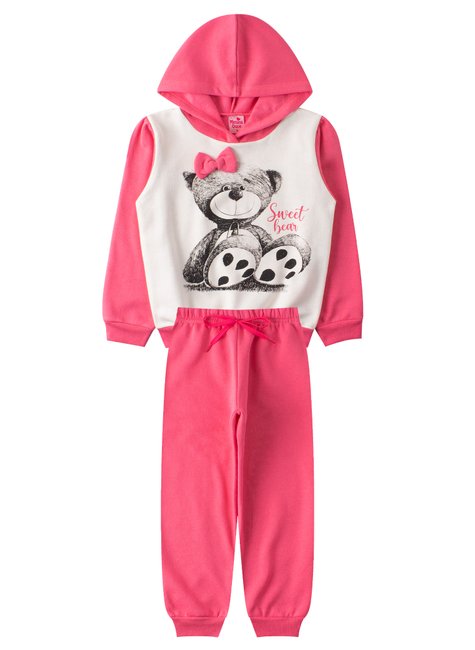 conjunto infantil feminino moletom peluciado sweet bear menina doce