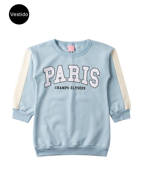 vestido infantil feminino moletom peluciado paris menina doce 4