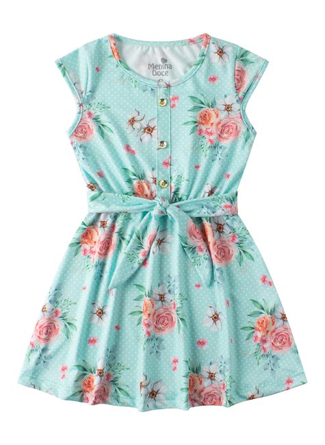 vestido infantil feminino suplex sublimado flowers menina doce