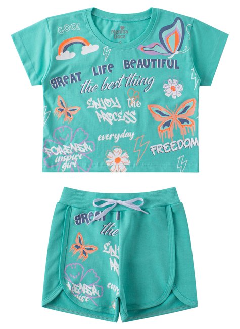 conjunto infantil feminino meia malhamoletinho beautiful menina doce