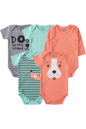 Kit Body Bebê 5 Peças Suedine Dog - Pequeno Big Amor