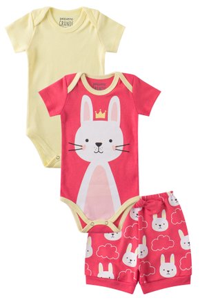 Kit Body Bebê 3 Peças Suedine Rabbit - Pequeno Big Amor