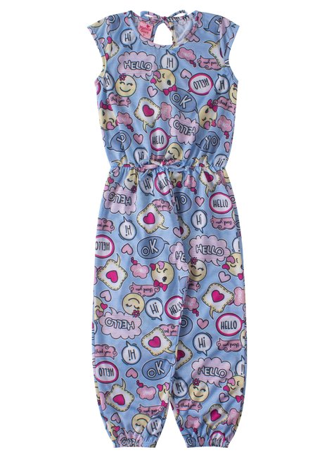 macacao infantil feminino malha poliester emoji menina doce