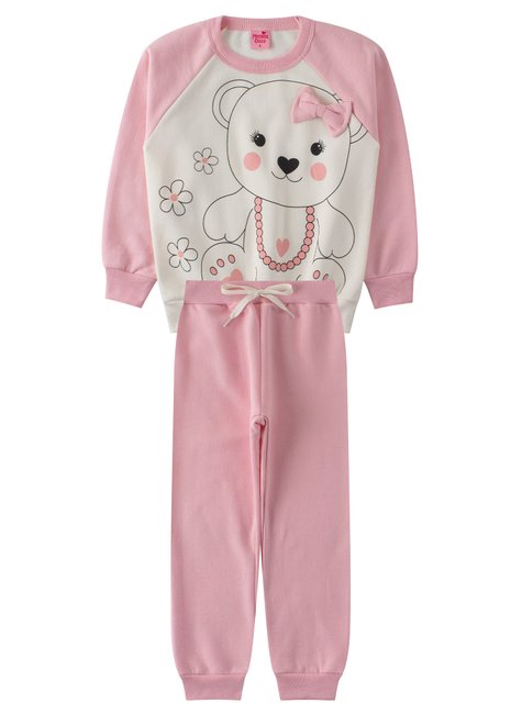 conjunto infantil feminino moletom peluciado bear menina doce