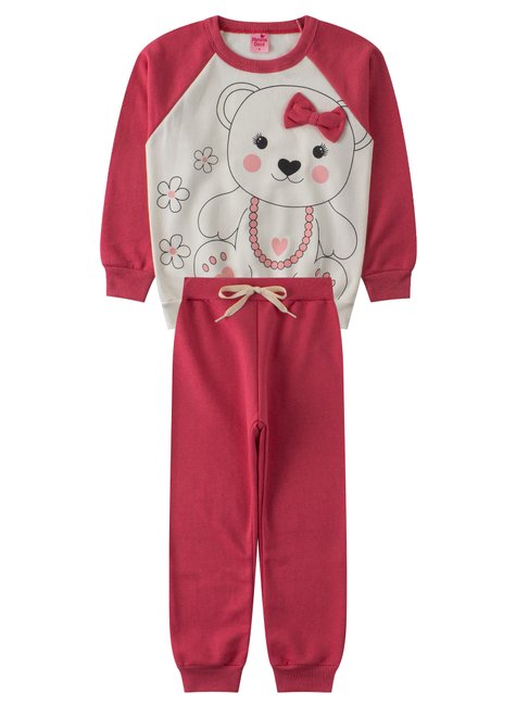 conjunto infantil feminino moletom peluciado bear menina doce 11
