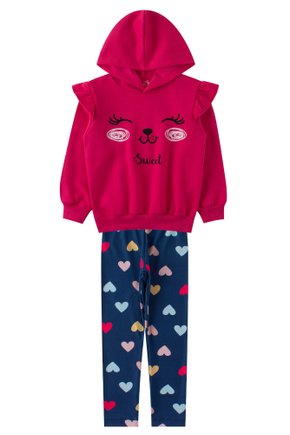 Conjunto Infantil Feminino Moletom Peluciado/Suplex Sublimado Sweet - Menina Doce