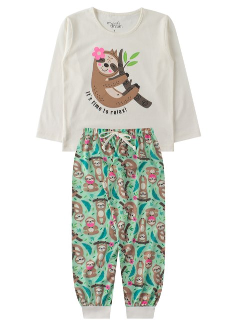 pijama infantil feminino meia malhamalha poliester relax my dream girls 3