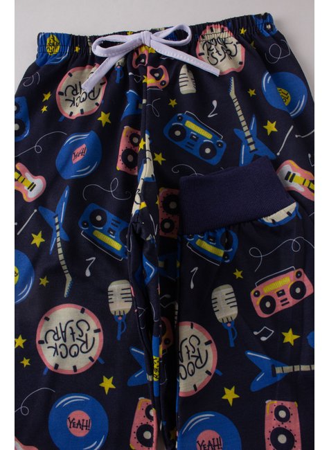 pijama infantil masculino meia malhamalha poliester rock star my dream boys