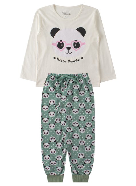 pijama infantil feminino meia malhamalha poliester hello panda my dream girls 6