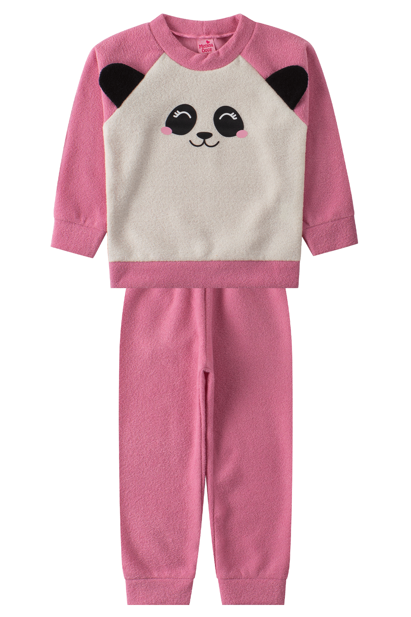 conjunto infantil feminino boucle peluciado panda menina doce