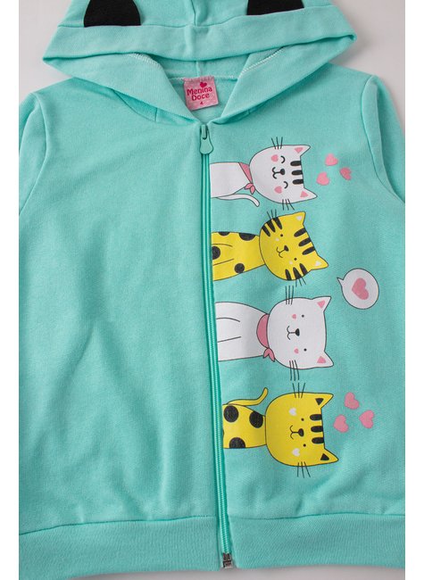 conjunto infantil feminino moletom peluciado cats menina doce 9