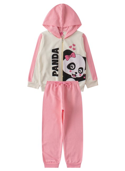 conjunto infantil feminino moletom peluciado panda menina doce