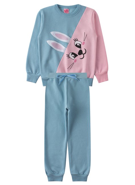 conjunto infantil feminino moletom peluciado coelha menina doce 11