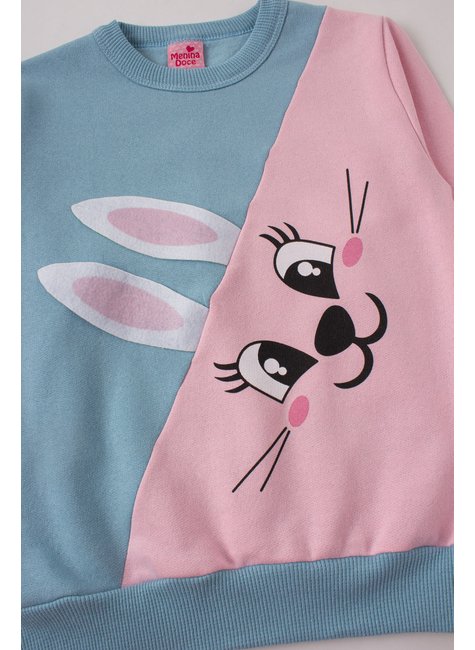 conjunto infantil feminino moletom peluciado coelha menina doce 14