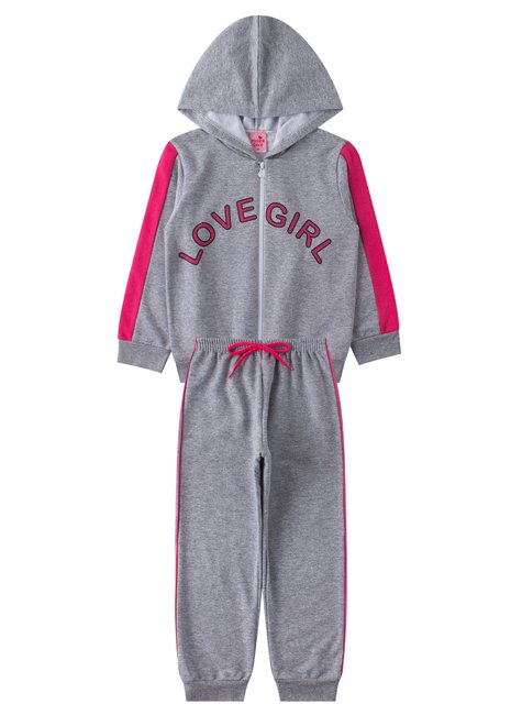 conjunto infantil feminino moletom peluciado love girl menina doce 11