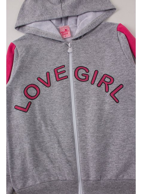 conjunto infantil feminino moletom peluciado love girl menina doce 14