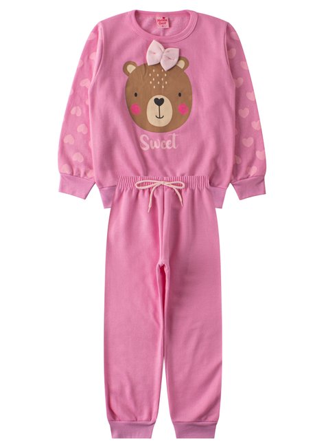conjunto infantil feminino moletom peluciado sweet menina doce