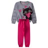 conjunto infantil feminino moletom peluciado cat love menina doce 11