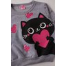 conjunto infantil feminino moletom peluciado cat love menina doce 15