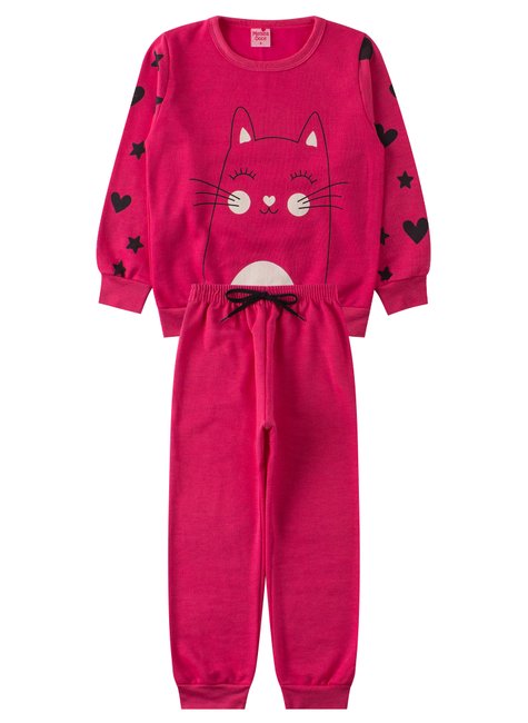 conjunto infantil feminino moletom peluciado cat menina doce 11