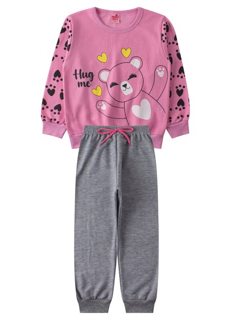 conjunto infantil feminino moletom peluciado hug me menina doce