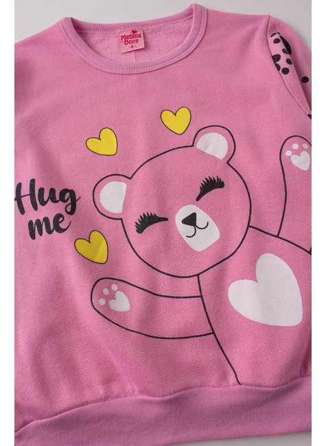conjunto infantil feminino moletom peluciado hug me menina doce 4