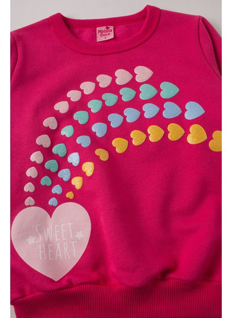 conjunto infantil feminino moletom peluciado sweet heart menina doce 4
