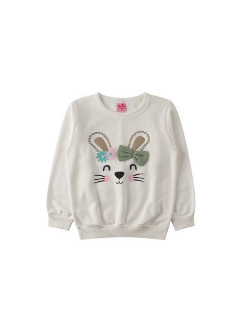 conjunto infantil feminino moletom peluciado rabbit menina doce 2