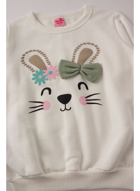 conjunto infantil feminino moletom peluciado rabbit menina doce 4