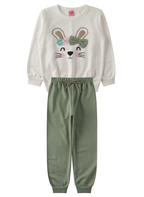 conjunto infantil feminino moletom peluciado rabbit menina doce