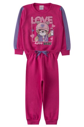 Conjunto Infantil Feminino Moletom Peluciado Love Bear - Menina Doce