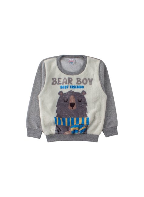 conjunto infantil masculino moletom peluciado bear boy mino s 2