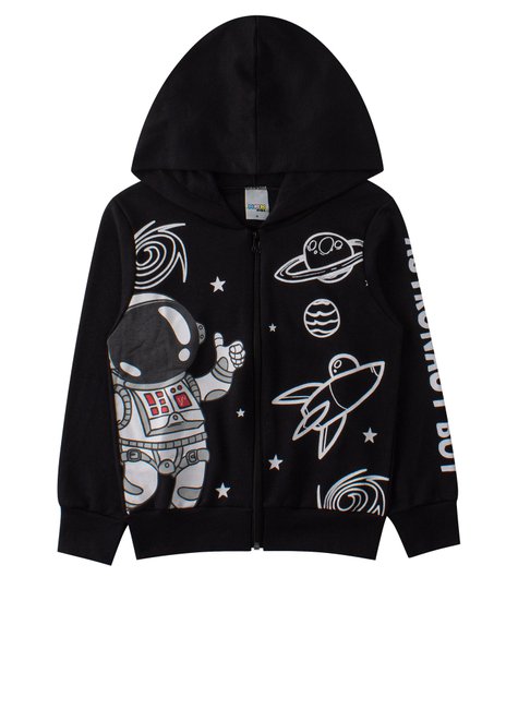 jaqueta infantil masculino moletom peluciado astronaut boy mmk kids 3