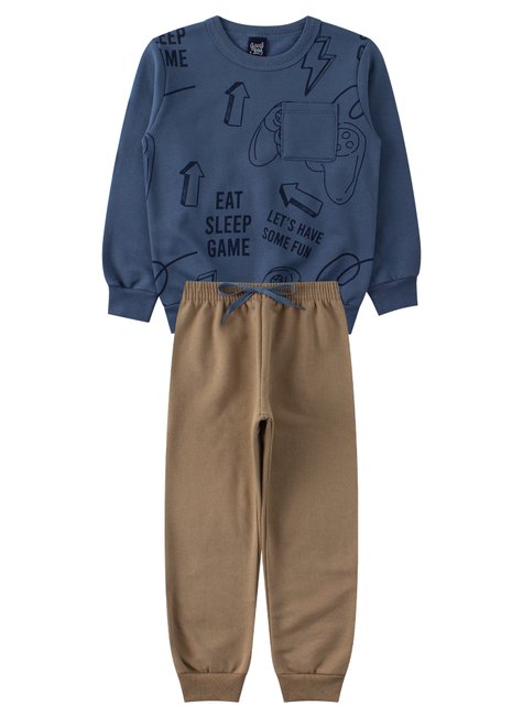 conjunto infantil masculino moletom peluciado sleep game good boy 11