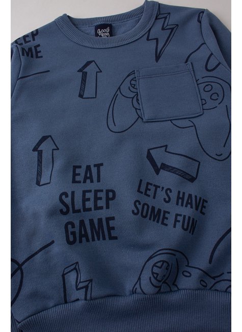 conjunto infantil masculino moletom peluciado sleep game good boy 14