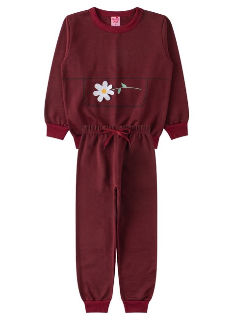 conjunto infantil feminino moletom peluciado flor menina doce 11