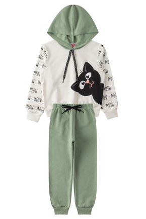 Conjunto Infantil Feminino Moletom Peluciado Meow - Menina Doce