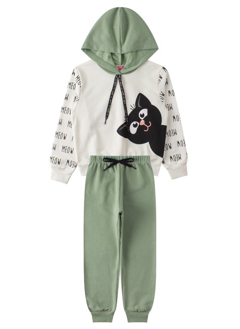 conjunto infantil feminino moletom peluciado meow menina doce 6