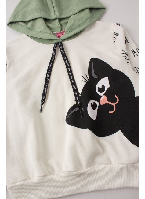 conjunto infantil feminino moletom peluciado meow menina doce 9