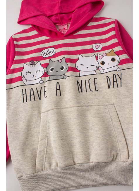 conjunto infantil feminino moletom peluciado cats menina doce 14